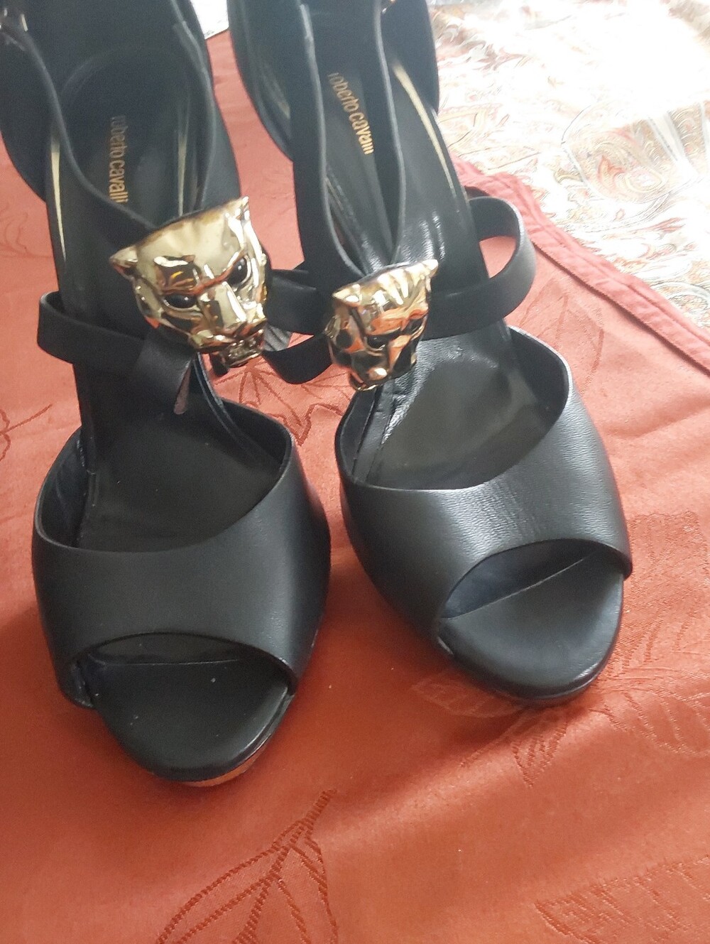 Roberto Cavalli Luxury Panthera Head Signature Gold Size 11 US‎ - Picture 11 of 14